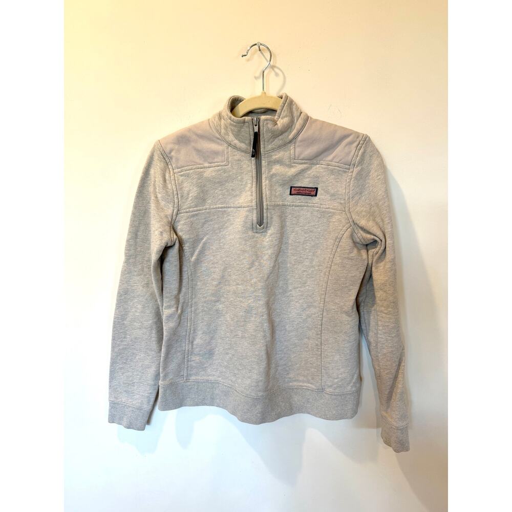 Vineyard Vines 1/4 zip 100% cotton sweatshirt grey small preppy coastal cottage
